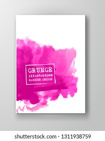 Set of cards with watercolor blots. Set of cards with hand drawn blots on white background for your design. Vector color illustration