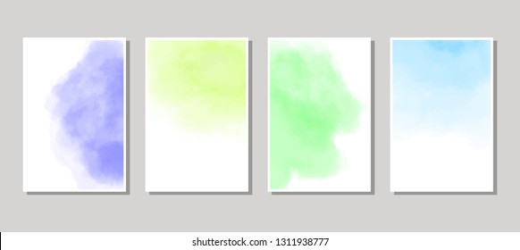 Set of cards with watercolor blots. Set of cards with hand drawn blots element on white background for your design. Design for your date, postcard, banner, logo. Vector illustration.