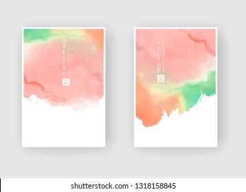 Set of cards with watercolor blots. Set of cards with hand drawn blots element on white background for your design. Design for your date, postcard, banner, logo. Vector illustration.