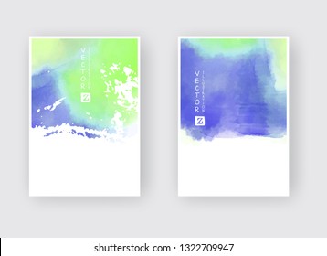 Set of cards with watercolor blots. Set of cards with hand drawn blots element on white background for your design. Design for your date, postcard, banner, logo. Vector illustration.