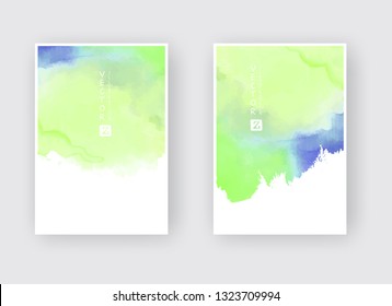 Set of cards with watercolor blots. Set of cards with hand drawn blots element on white background for your design. Design for your date, postcard, banner, logo. Vector illustration.