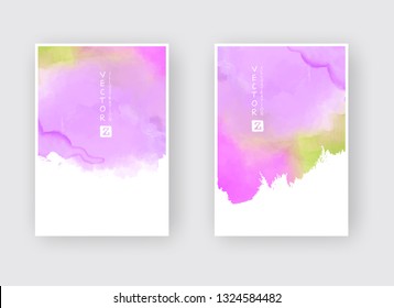 Set of cards with watercolor blots. Set of cards with hand drawn blots element on white background for your design. Design for your date, postcard, banner, logo. Vector illustration.