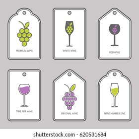 A set of cards for wine. Label, tag. Vector illustration.