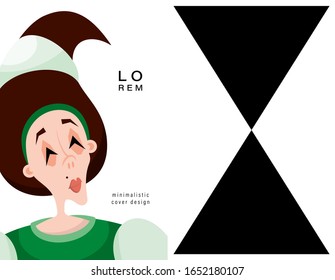 Set of cards. Woman and geometric pattern. Applicable for magazine covers, outdoor prints, ads and prints in the beauty industry.