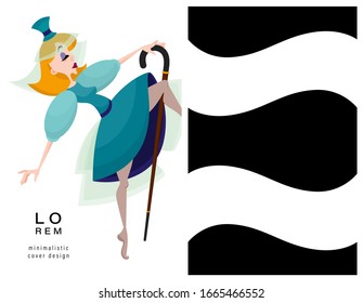 Set of cards. Woman and geometric pattern. Applicable for magazine covers, outdoor prints, ads and prints in the beauty industry.