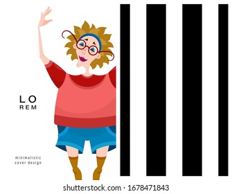 Set of cards. Woman and geometric pattern. Applicable for magazine covers, outdoor prints, ads and prints in the beauty industry.