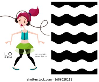 Set of cards. Woman and geometric pattern. Applicable for magazine covers, outdoor prints, ads and prints in the beauty industry.