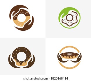 Plantilla vectorial de diseño del logotipo de Set of Care Donuts, concepto del logotipo de Bakery, símbolo de icono creativo