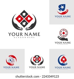 Plantilla vectorial del logotipo de juego de cuidado de póquer, conceptos de diseño del logotipo de Creative Poker