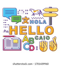 Set of career and education, language illustrations for education