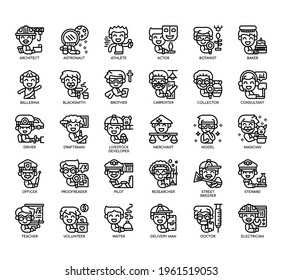 Set of Career-1 man thin line and pixel perfect icons for any web and app project. 