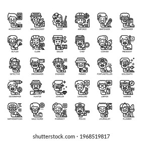Set of Career-2 Man thin line and pixel perfect icons for any web and app project. 