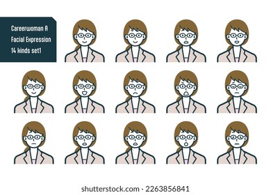 Set of Careerwoman bust shot illustrations.
