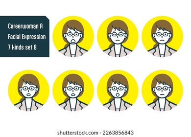 Set of Careerwoman bust shot illustrations.