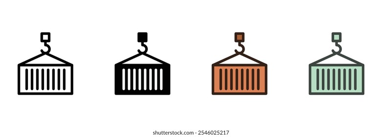 Set of Cargo container icon collection. Transportation cargo container symbol. Vector Illustration.