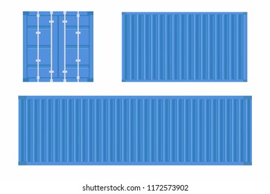 Set of cargo container. Shipping container for logistics and transportation. Vector