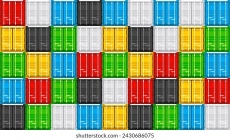 Legen Sie Frachtcontainer fest. Fracht Versand, Lieferung und Transport. Vektorgrafik