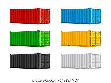 Coloque contenedores de carga. Envío, entrega y transporte. Ilustración de vector