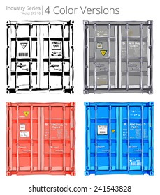 Set of Cargo containers.Vector illustration of Cargo containers. 4 versions,Color Series