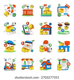 Conjunto de iconos de Doodle de carga