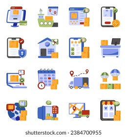 Juego de iconos planos de carga