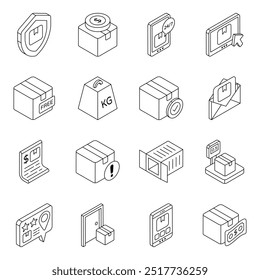 Set of Cargo Flat Icons

