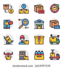 Set of Cargo Flat Icons
