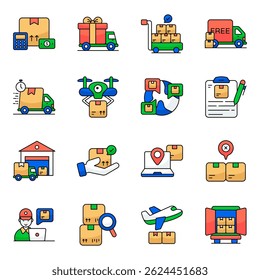 Set of Cargo Flat Icons