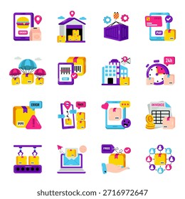 Conjunto de iconos planos de carga