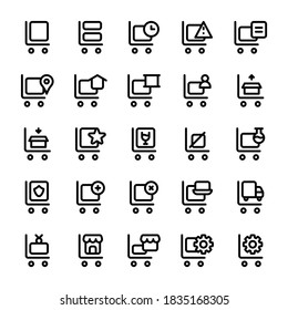 Set of Cargo, ship, delivery outline style icon - vector