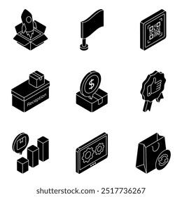 Set of Cargo and Shipment Flat Icons


