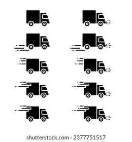 Set of cargo vans in monochrome vector on a white background.