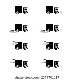 Set of cargo vans in monochrome vector on a white background.
