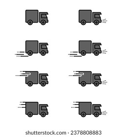 Set of cargo vans in vector on a white background.
