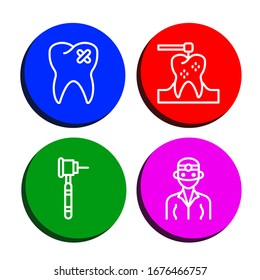 Set of caries icons. Such as Broken tooth, Dental drill, Dentist , caries icons