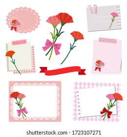 set of carnation frames for Mother's Day
