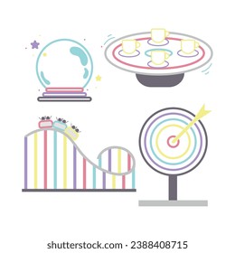Set of carnival amusement park icons Vector