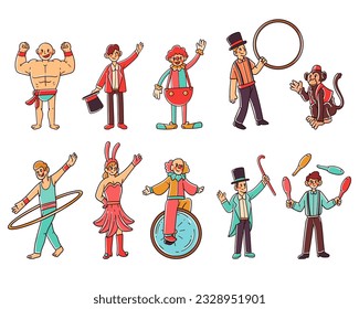 Set of carnival character hand-drawn illustration