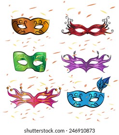 SET OF CARNIVAL COSTUME MASKS. Vector illustration file. For your concept design project print / internet.