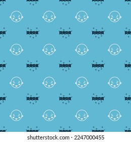 Set Carnival garland with flags and Happy little boy head on seamless pattern. Vector