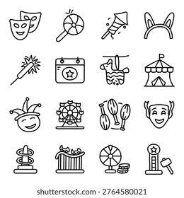 Set of Carnival Linear Icons