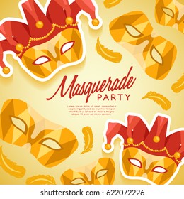 Set of Carnival Mask with Feathers : Vector Illustration