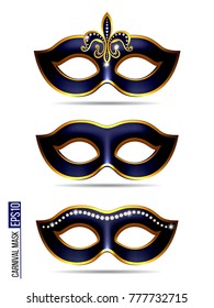 Set of Carnival Mask, Masquerade, Mardi Gras. Carnival glittering design for Night Party Poster, Dance Party Flyer, Musical Party Banner, Carnival Invitation.