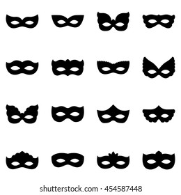 Set of carnival mask silhouettes, vector illustration