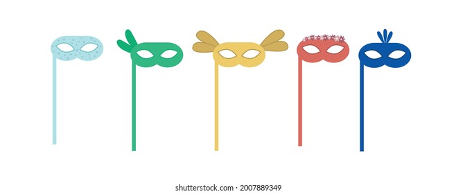Set von Karnevalmasken. Kann verwendet werden, um Flyer, Banner und andere Urlaubsdesigns zu erstellen.