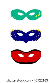 Set of carnival masks of different shapes and colors, easy re-sizable, can be used as templates for carnival masks