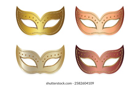 Set of carnival masks flat vector illustration isolated on  white background