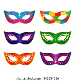 A set of carnival masks. flat vector illustration isolate on a white background