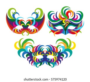 A set of carnival masks. flat vector illustration isolate on a white background