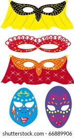 Set with carnival masks. Illustration